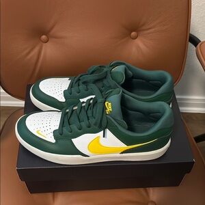 Nike Green and Yellow Sneakers with Classic Design